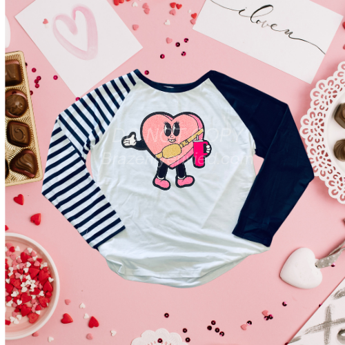 Valentine: Pink Heart Person Chenille Patch