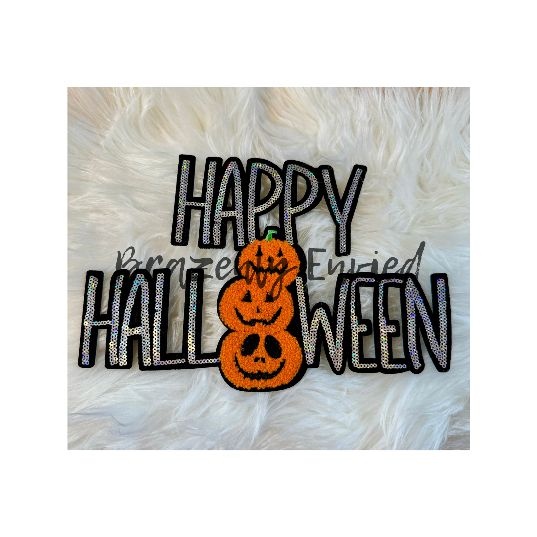 New Happy Halloween Sequins and Chenille Patch