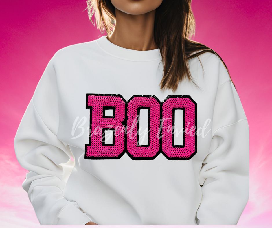 Halloween Patch Pink Boo Sequins Patch