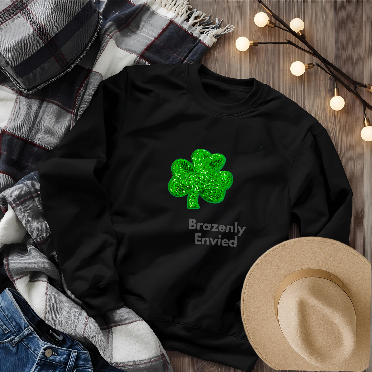 Shamrock Sequins St Patricks Day Clover Iron On Applique