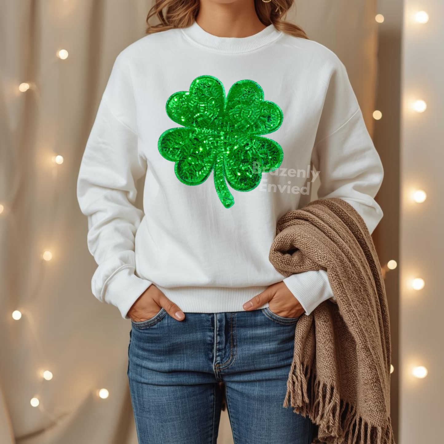 BULK Pack -10 Shamrock Sequins Patches @ 11.75" x 11.25