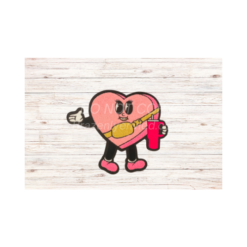 Valentine: Pink Heart Person Chenille Patch