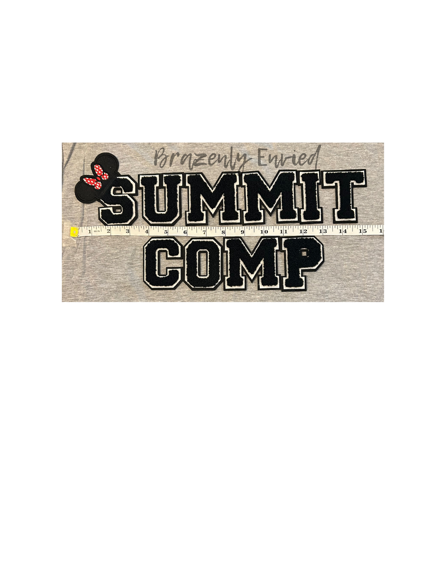 New Cheer Summit COMP Chenille Letter Patches Get Comp ready with these Letter Patches Immediate fast shipping @15.5 in wide