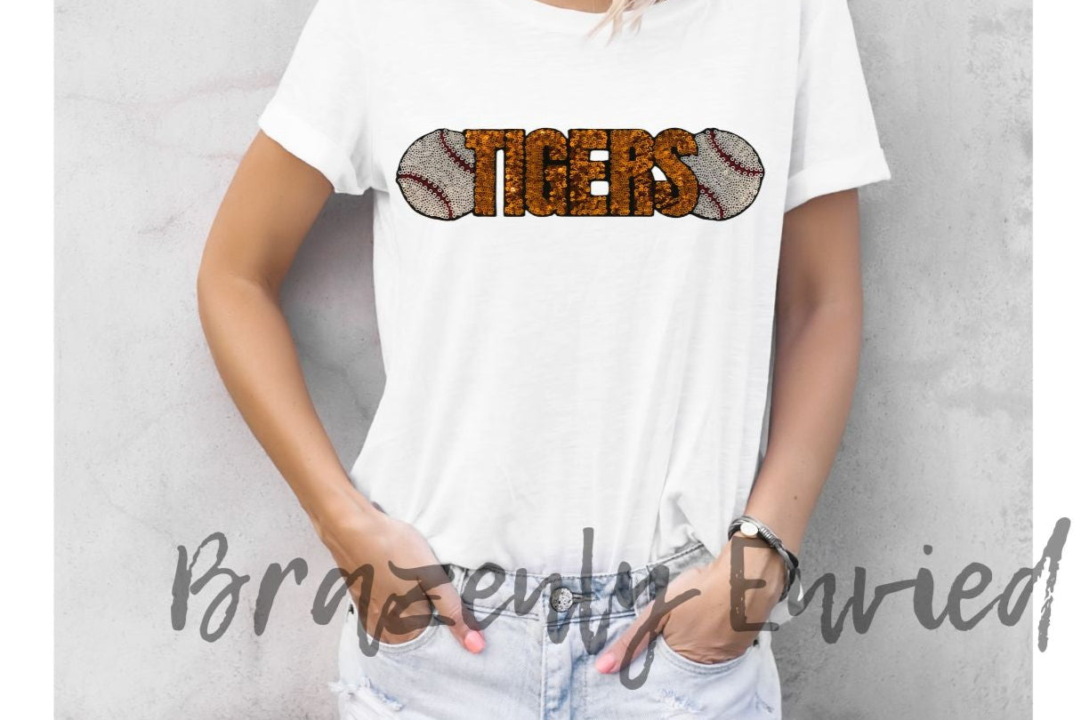 Sequins Tigers Baseball Patch