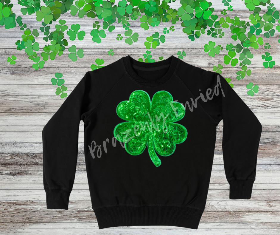 St Patricks Day Shamrock Sequins Patch