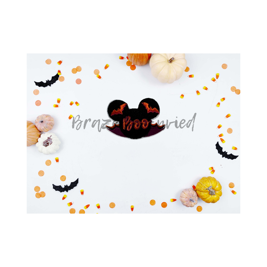 Boo Bat Vampire Patch-1 Chenille/Embroidery Trendy Patch ( BOO SEQUINS SOLD SEPARATELY )