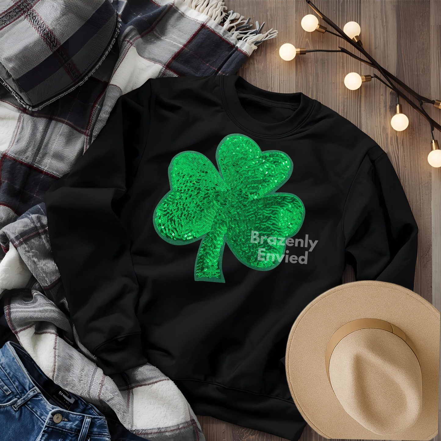 Sequin Shamrock Patch: St. Patrick's Day Clover Applique (11.0" x 10.75")