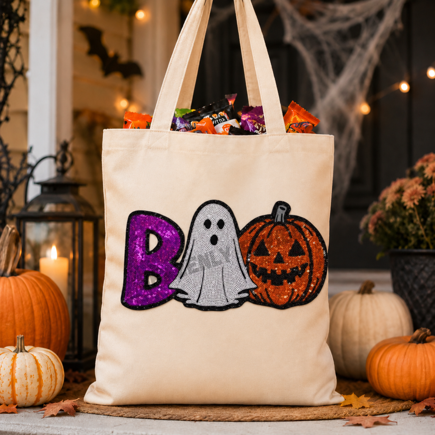 Halloween Patch Boo /Ghost - Pumpkin Sequins Patch