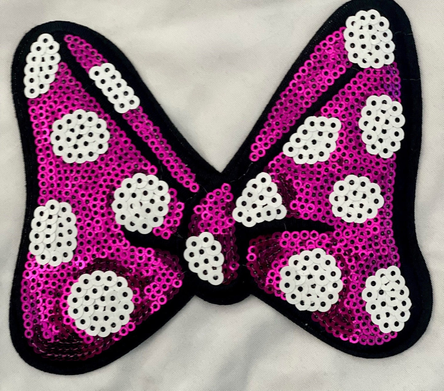 Hot Pink Sequin Bow Patch: Heat-Activated Applique