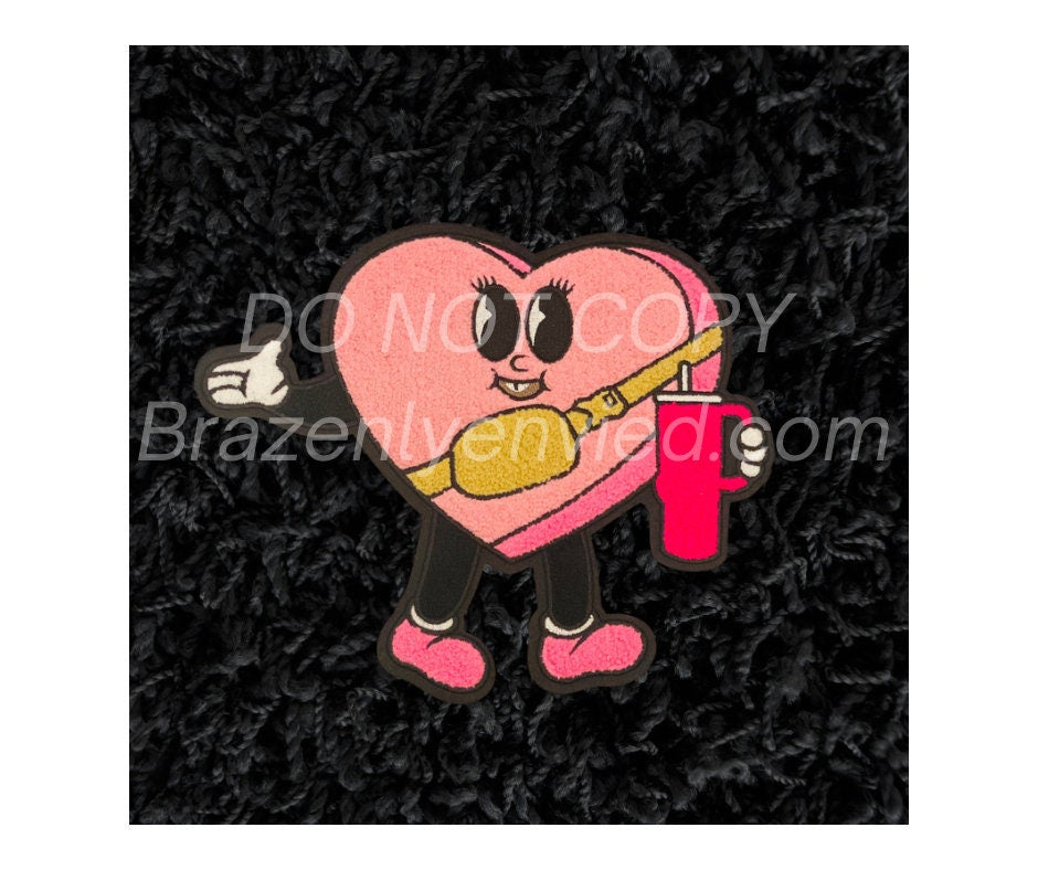 Valentines Patch Fast Shipping Valentine's Day Chenille Patch Pink Heart Pal Ready to Ship