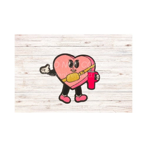 Valentines Patch Fast Shipping Valentine's Day Chenille Patch Pink Heart Pal Ready to Ship