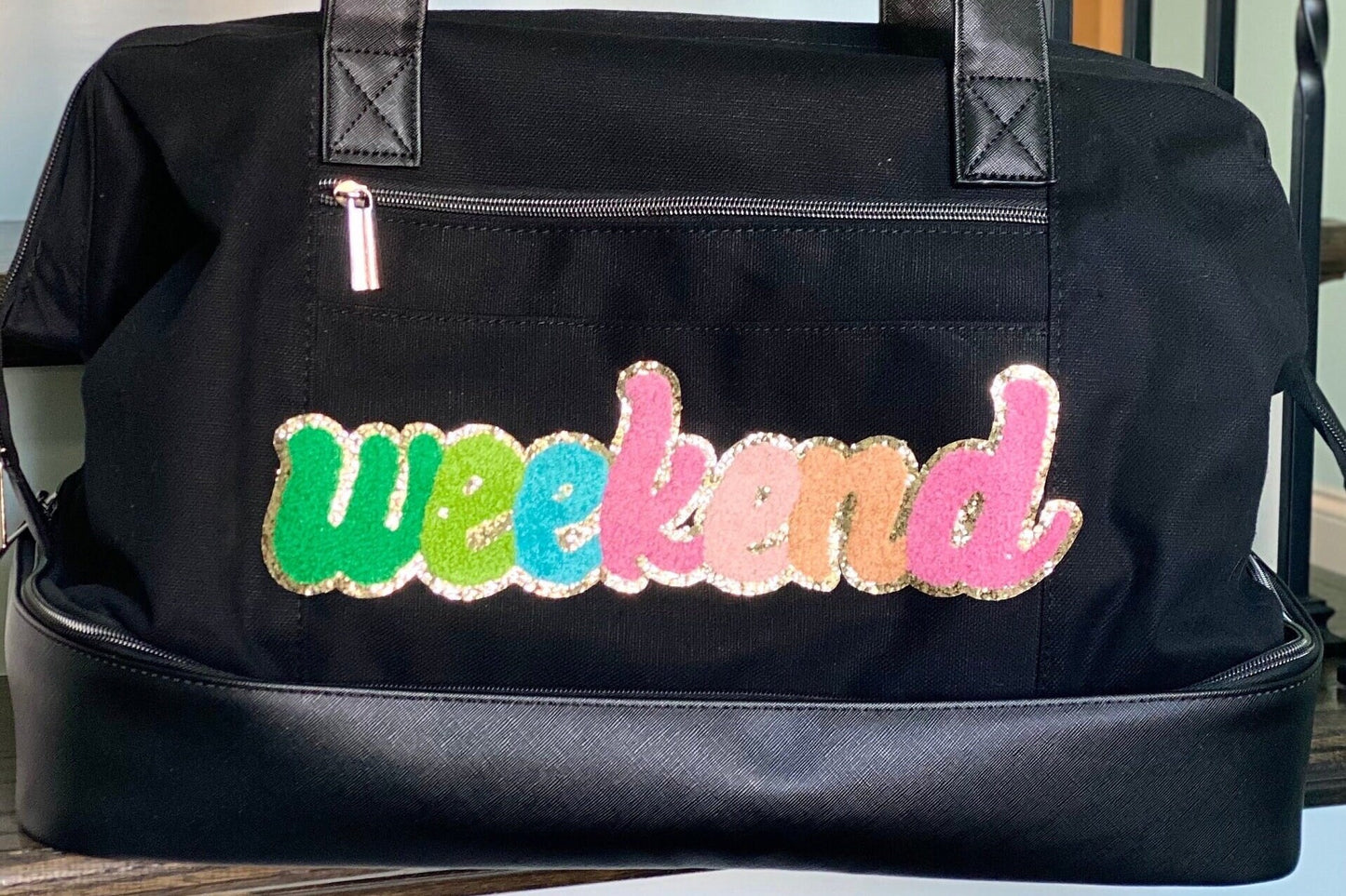 New Chenille Patch Ready to ship -NEW WEEKEND Great for weekend duffle bags or weekend Luggage Heat Press ready Great Gift DIY