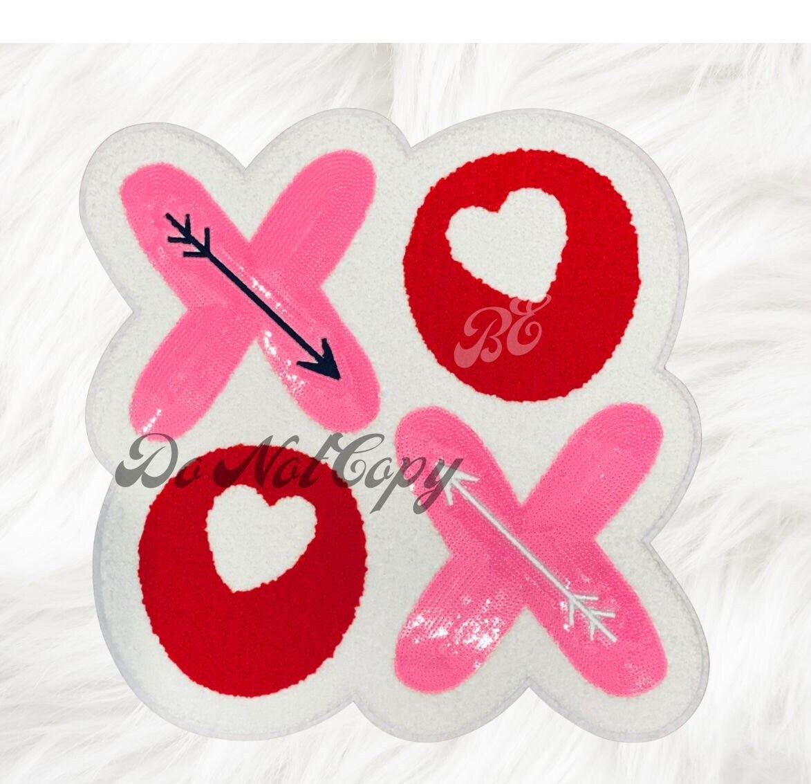 Fast Shipping Valentine's Chenille Patch- Popular New Design XOXO Stacked Patch Heat Press Ready