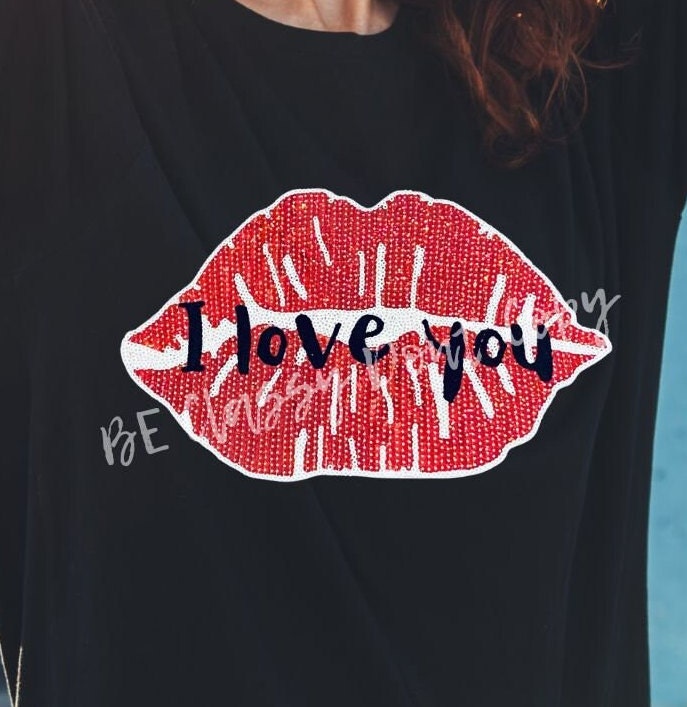 Love Inspired - Red I Love You Sequins Valentine Patch Ready to Ship