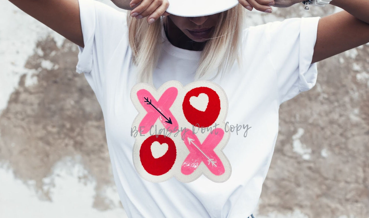 Fast Shipping Valentine's Chenille Patch- Popular New Design XOXO Stacked Patch Heat Press Ready