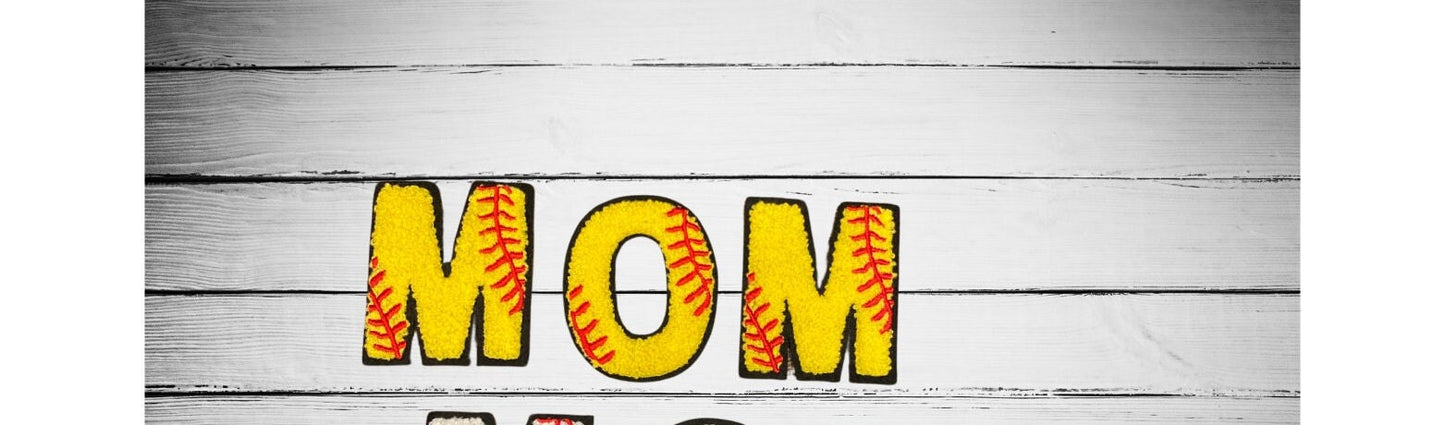 Softball Chenille M O M Letter Patch