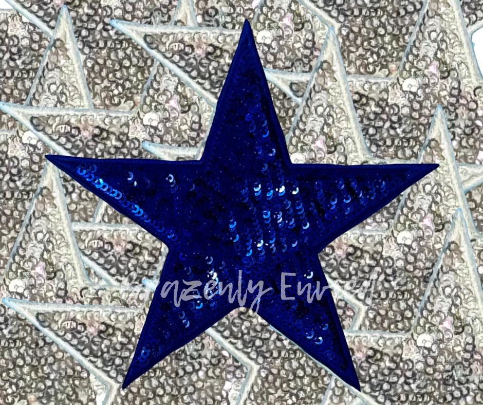 Sequins 5" Star Patch Great for Trucker Hats Blue