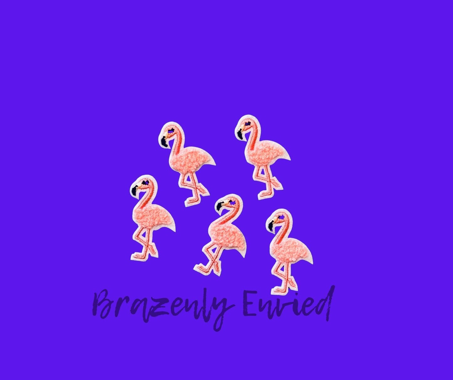 Flamingo chenille and embroidered 1 inch x 2 inches H great detail in the body and eye lashes