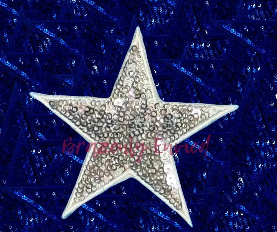 Sequins 3" Star Patch Great for Trucker Hats Silver