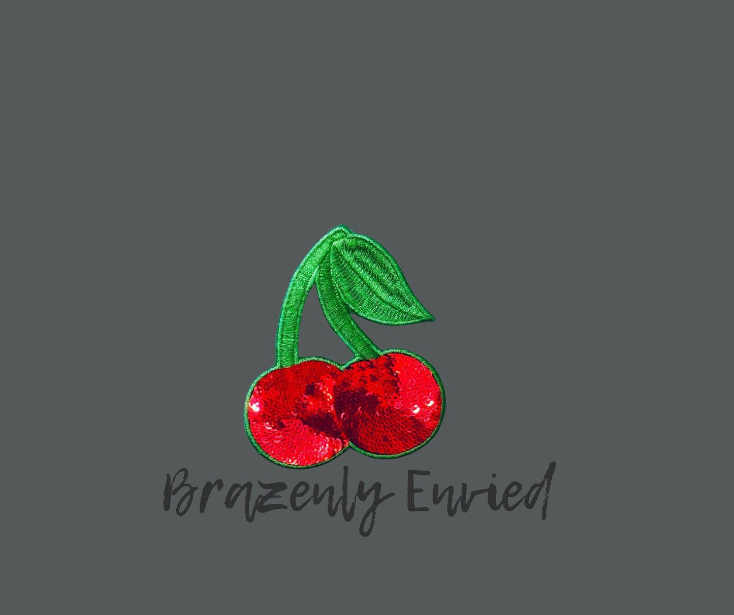 Cherry Sequin Embroidered Patch: Heat Activated Applique (3.5x3 inches)