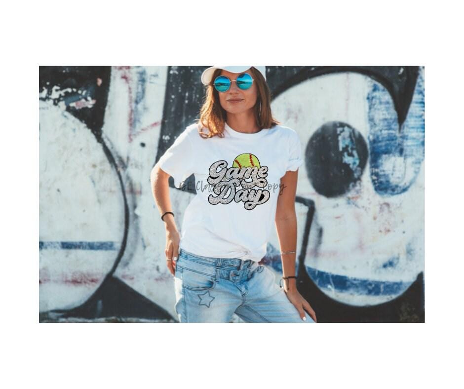 Softball Game Day Chenille Patch with Sequins - 11"