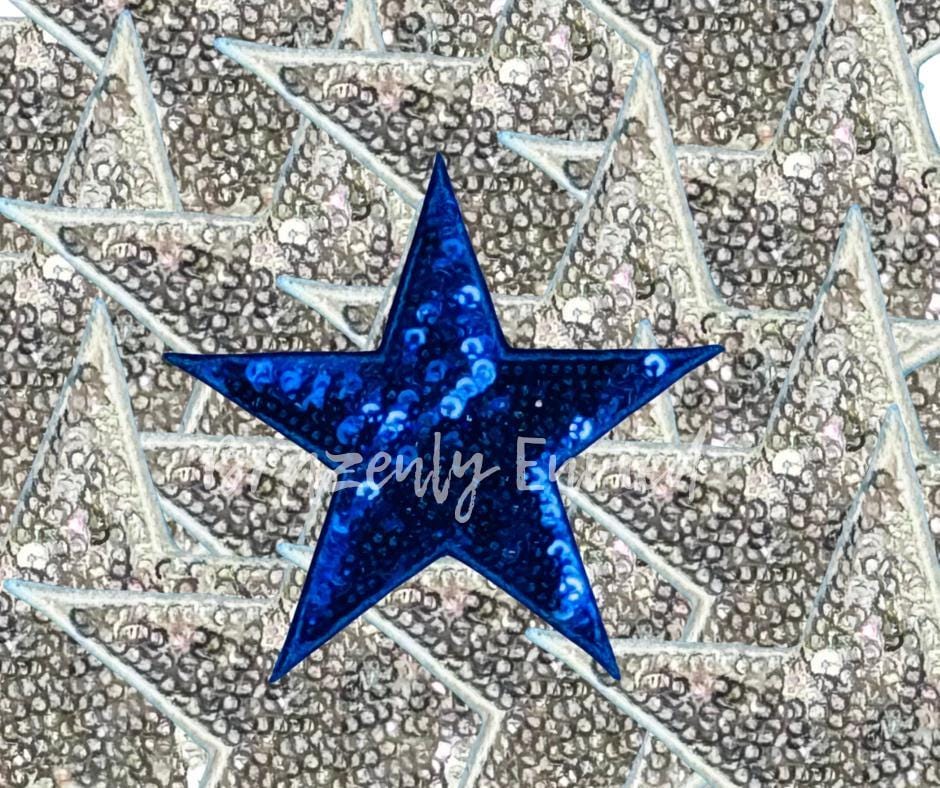 Sequins 3" Star Patch Great for Trucker Hats Blue