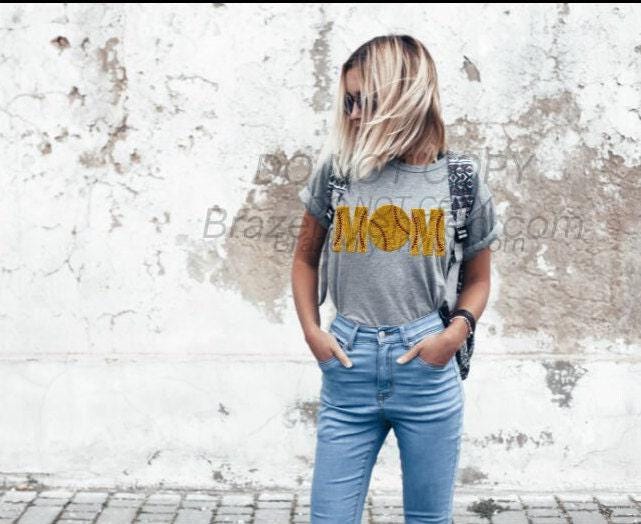 Softball Patch Sports Patch - Softball Sequin MOM Patch 4.6 x 10.8 inch patch New Design fast shipping Eye catching Softball mom Patch Ready