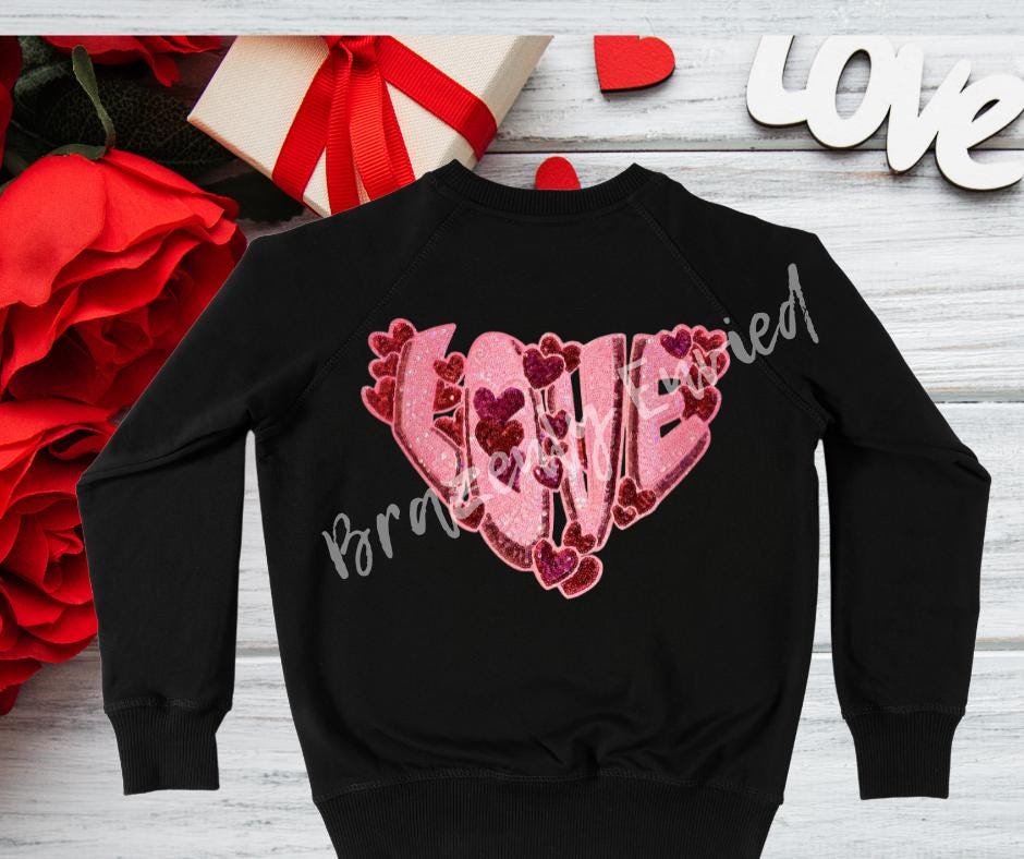Valentines Patch - Sequins Patch - Classy LOVE with Hearts-beautiful Sequins Great for Valentines Day