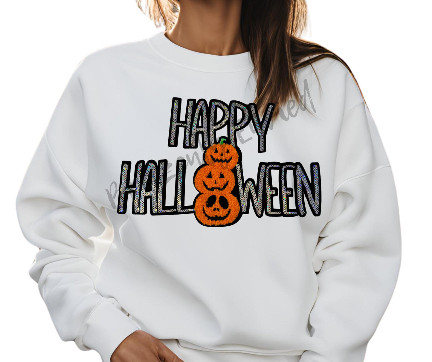 Happy Halloween Patch Sequins and Chenille Patch