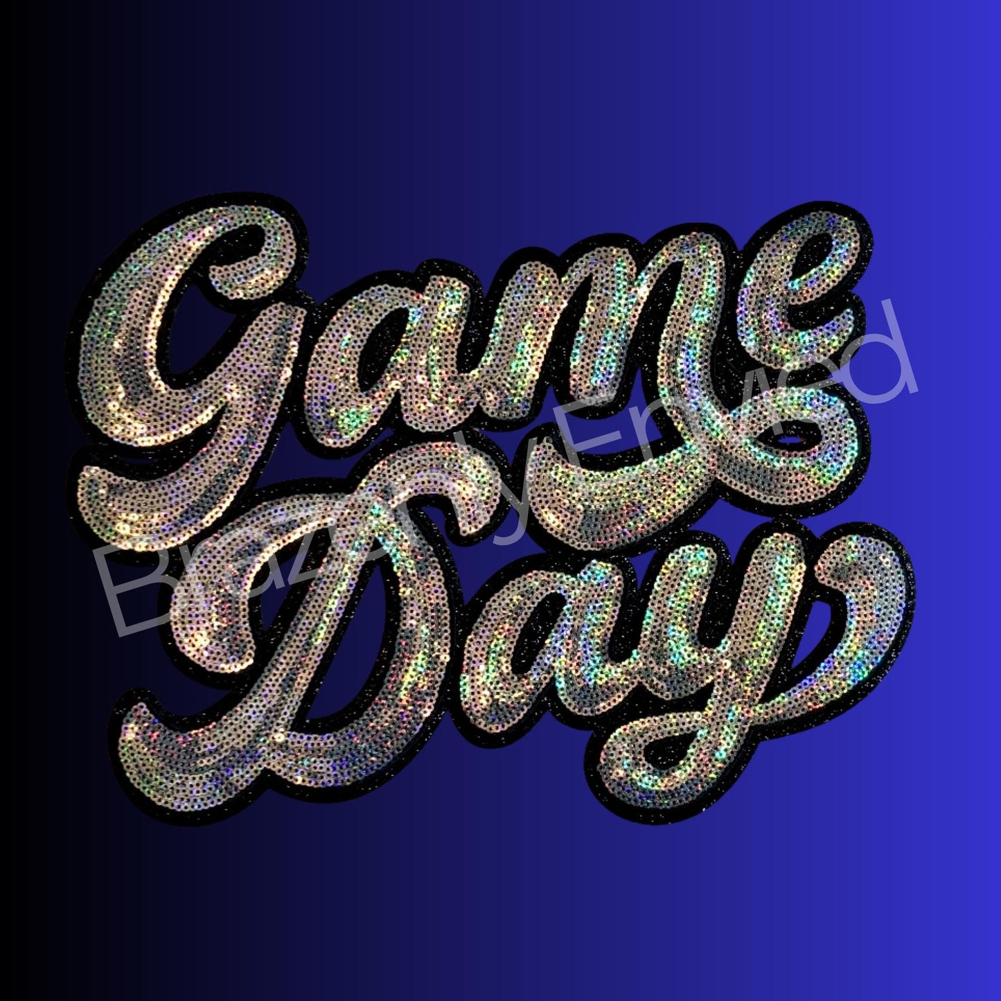 Game Day Patch Silver Sequins Game Day Patch : Iron-On Sports Applique Trendy Patch DIY