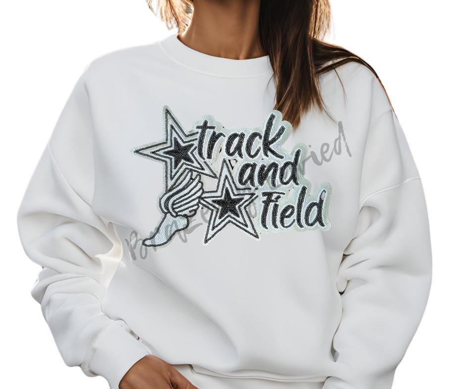 Track Patch Track and Field Patch Black and Silver Sequins Patch