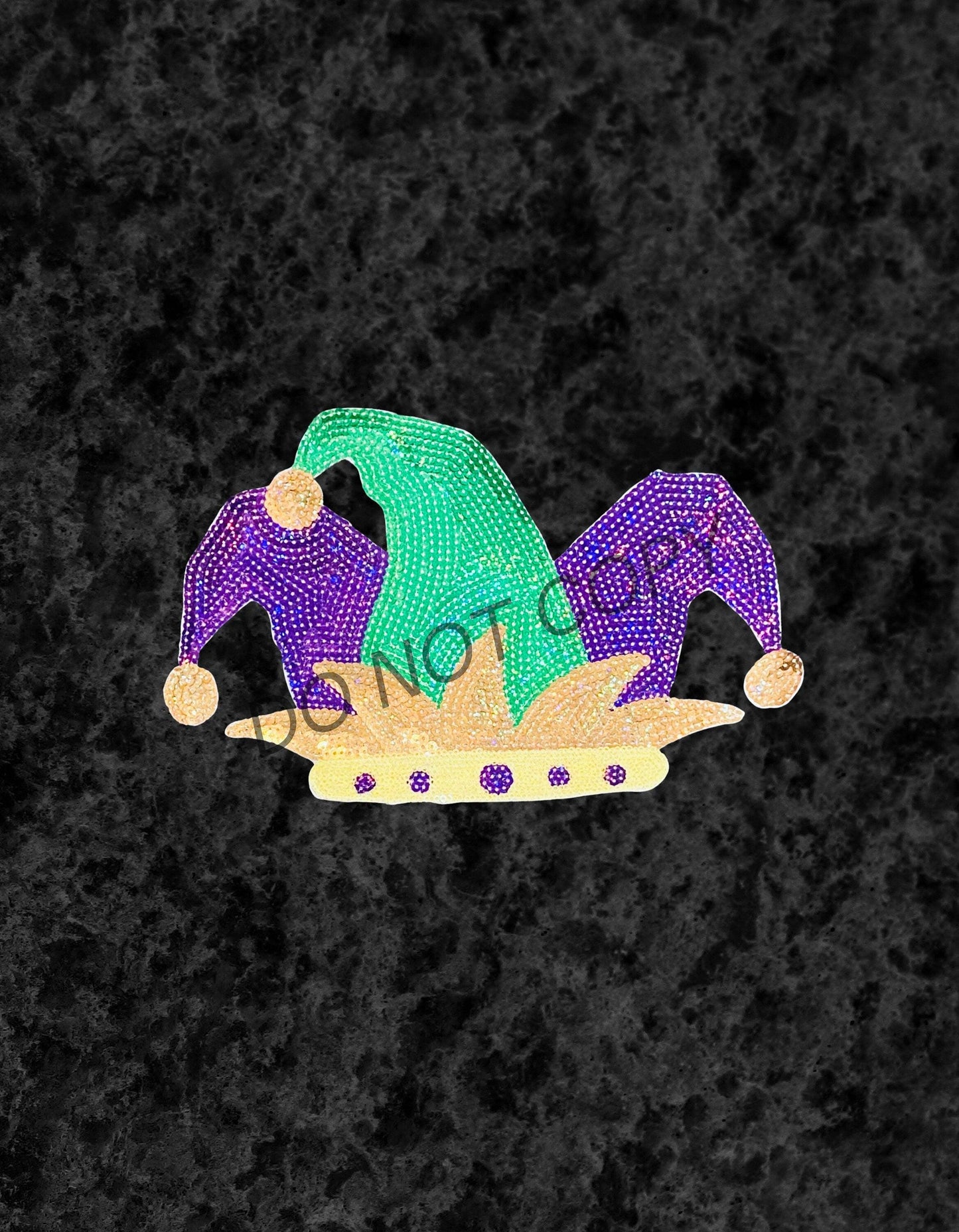 Mardi Gras Sequin Patch: Jester Hat, Heat Press Applique