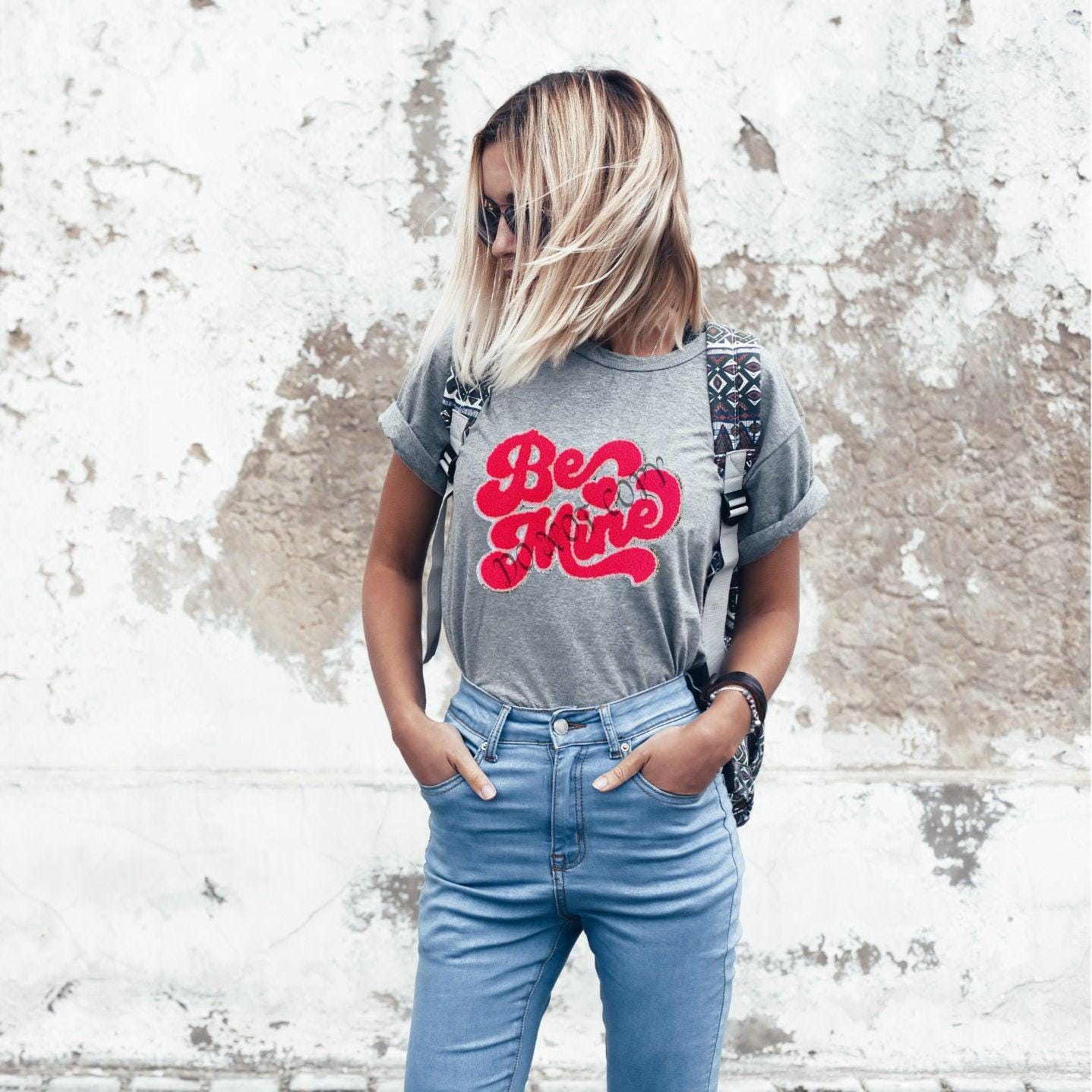 Be Mine Valentine's Day Pink Chenille Patch (10.5 in)