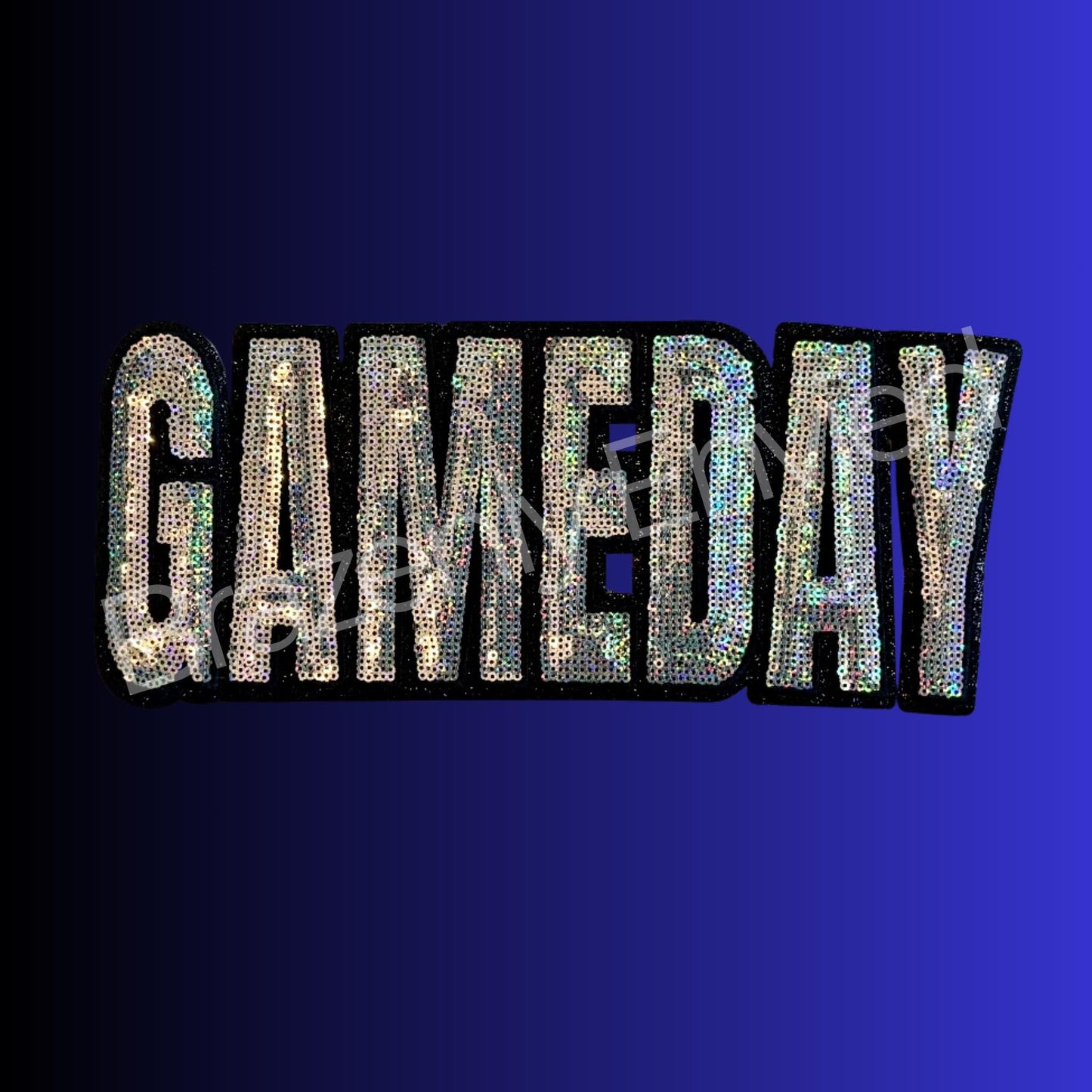 Game Day Patch| Iron On Patch |Sequins Gameday Patch |Great Game Day Patch| Mascot Patch | Great Sports Patch-Silver/Black