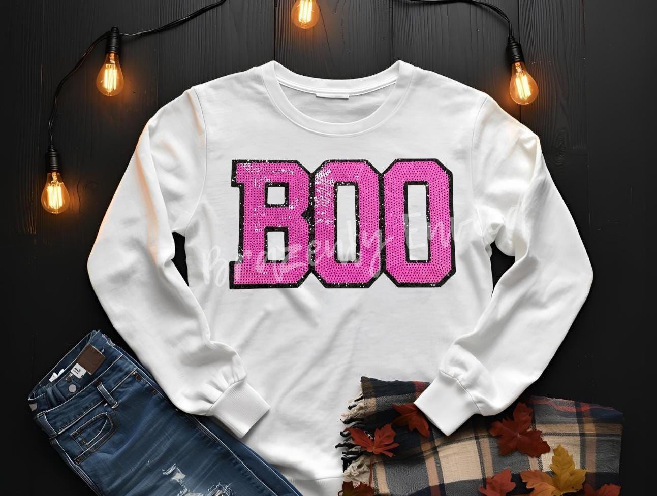 Boo Patch| Pink Boo Sequins Iron On Patch| Halloween Patch