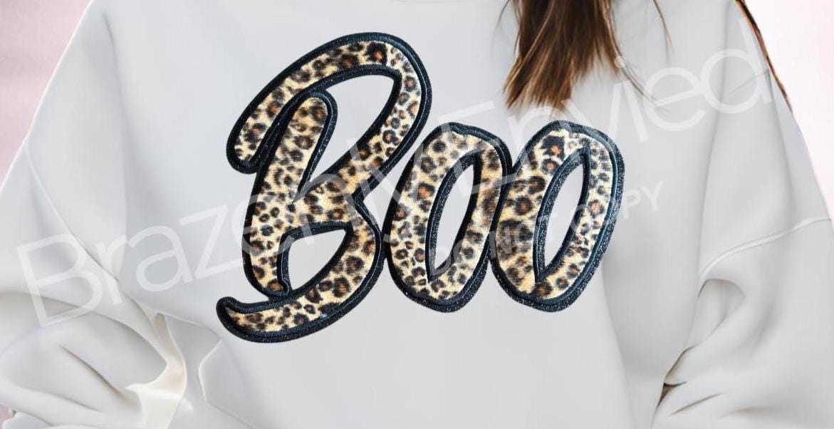 NEW Halloween Patch Boo /Ghost Leopard Print Patch