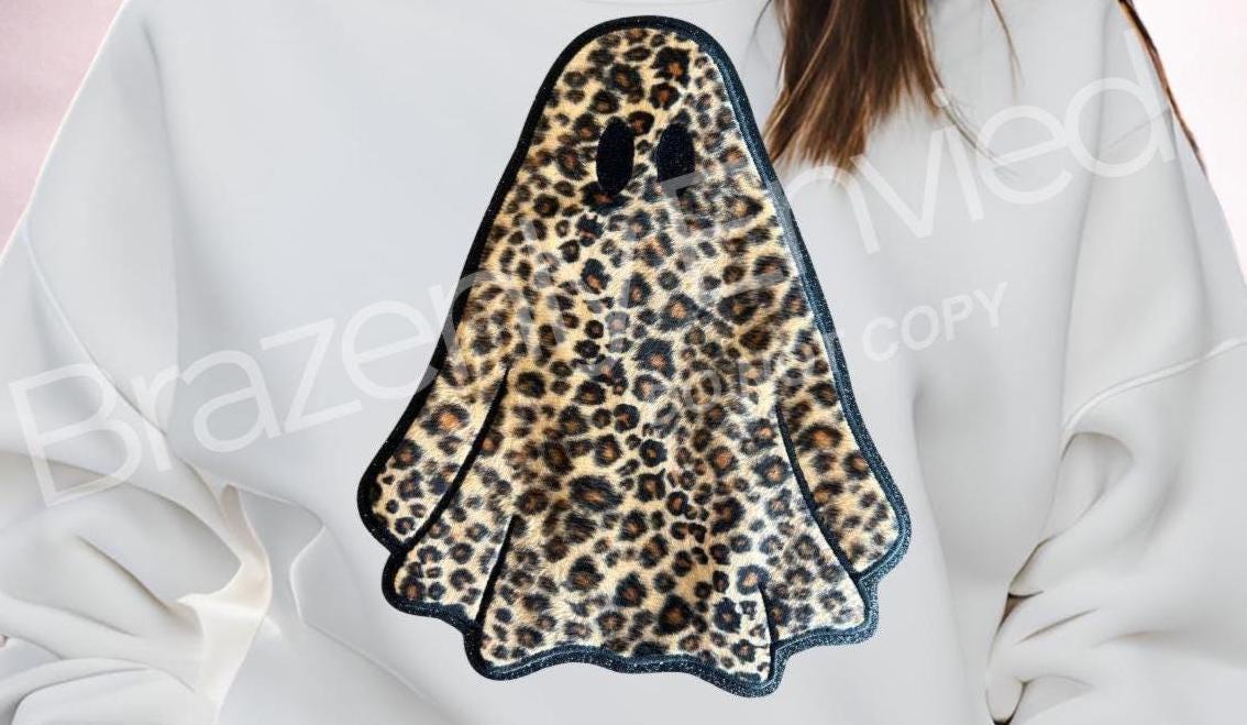 New Halloween Ghost Leopard print Iron On Ghost Patch