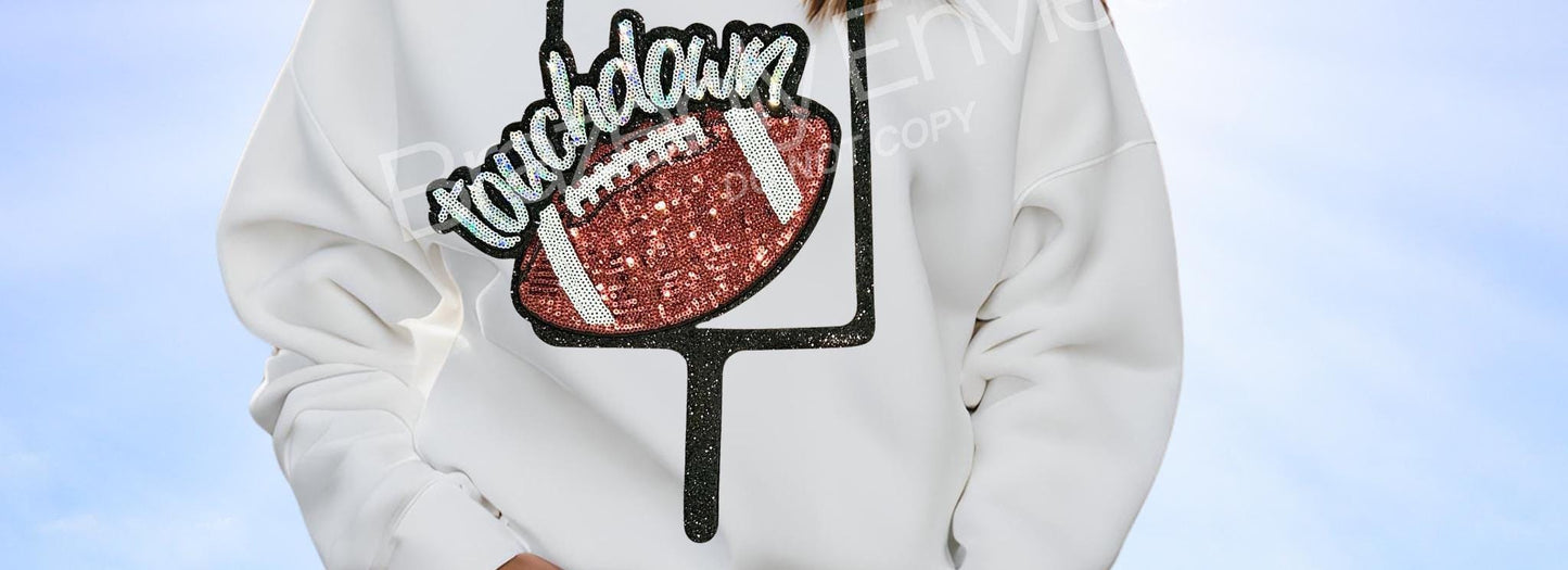 Football Patch Touchdown Sequin iron on | Game Day Apparel
