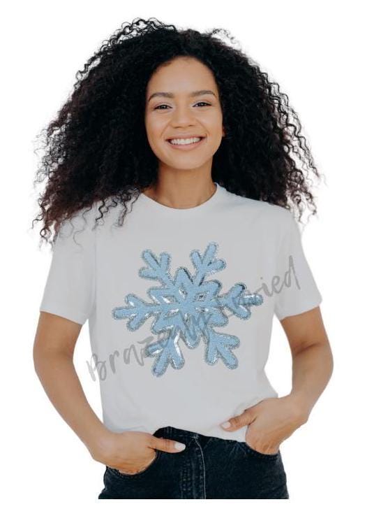 Snowflake Patch | Blue Chenille Patch - Blue Vintage Snowflake Patch Great for Shirts and Jackets Christmas- heat press ready.