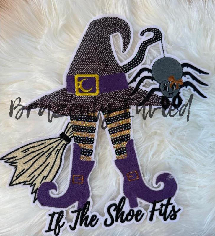 Halloween Patch Witch "If the Shoe Fits" Sequins and Embroidery Patch