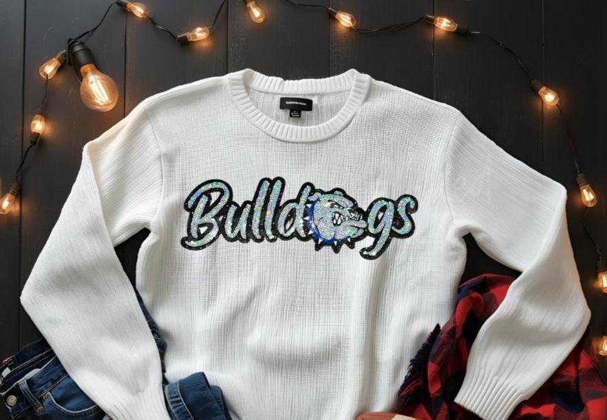 Bulldogs Patch | Silver Sequins with Royal Blue Collar Bulldogs Patch| GAME DAY ready| DIY | Iron On