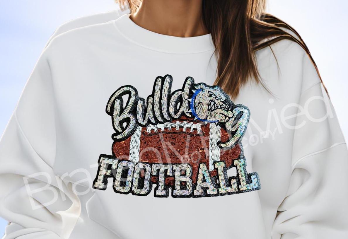 Bulldog Patch| BULLDOG FOOTBALL with Blue Collar | Iron On Patch Game Day Patch| Mascot Patch | Great Sports Patch
