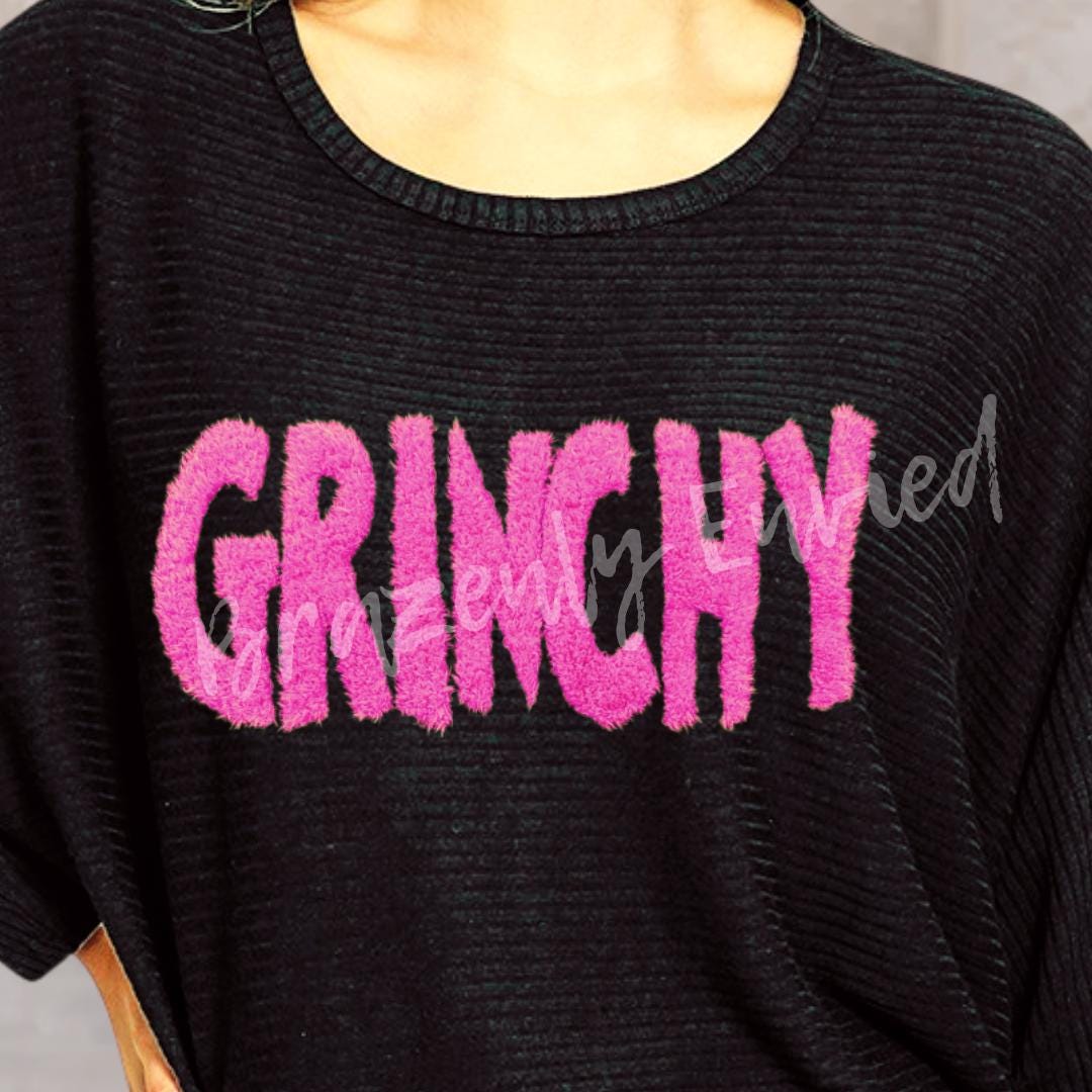 GRINCHY Patch Pink FLUFFY Patch Green Guy Applique