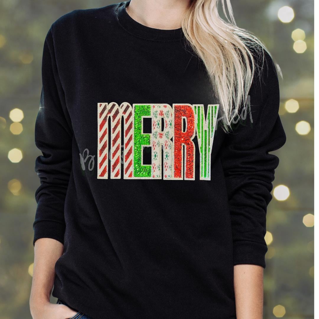 Merry Patch | Sequins and Embroidered Christmas Holiday Iron On Applique