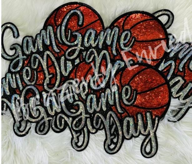 Basketball Patch Sequins Game Day Iron On Applique