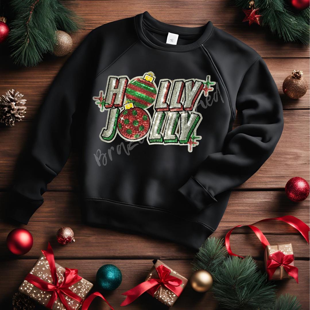 Holly Jolly Patch | Iron On Patches | Sequins Christmas Patch