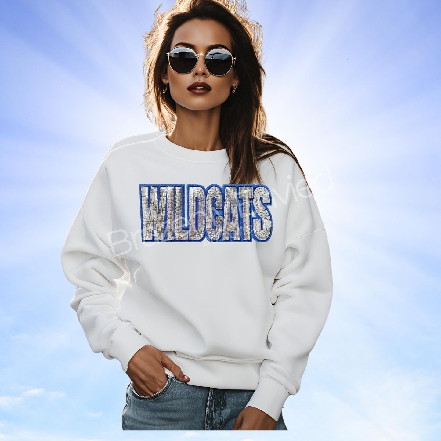 Wildcats Patch | Silver Sequins with Blue Glitter Backing