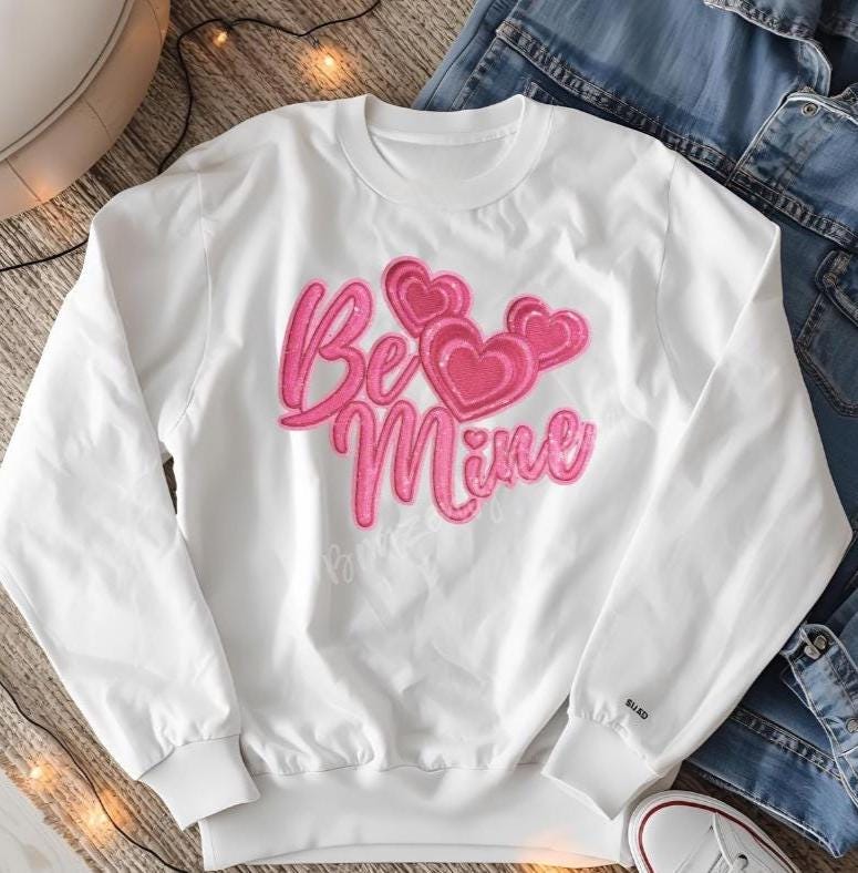 Be Mine Valentine's Patch SEQUINS Be Mine Pink Patch Great for VALENTINE SHIRTS -heat press ready
