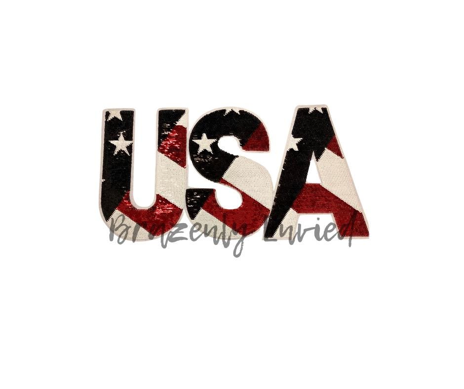 USA Sequins Patch measures @ 6.5"h x 12"w Beautiful Patch Great for Memorial day and 4th of July