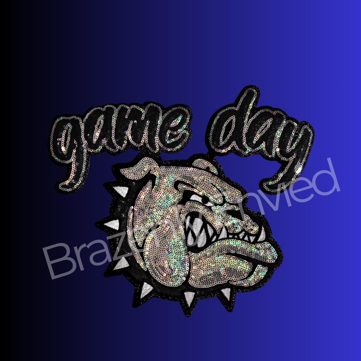 Bulldog Patch| Game Day Black Collar Patch| Iron On Patch| Sequins Bulldog Patch |Great Game Day Patch| Mascot Patch Great Sports Patch